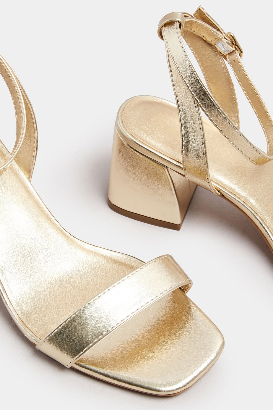 Yours Gold Faux Leather Block Heel Sandals In Extra Wide EEE Fit