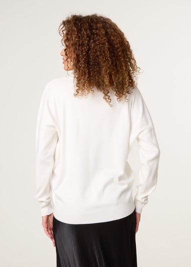 Blue Vanilla Ivory Christmas Jingle Bell Bauble Jumper