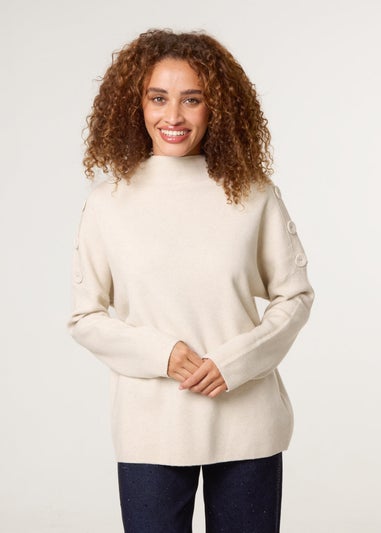 Blue Vanilla Grey Button Shoulder Jumper