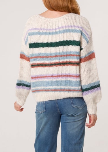 Blue Vanilla Ivory Striped Long Sleeve Jumper