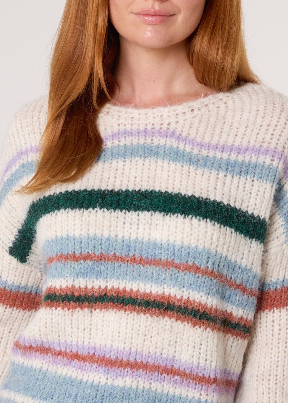 Blue Vanilla Ivory Striped Long Sleeve Jumper
