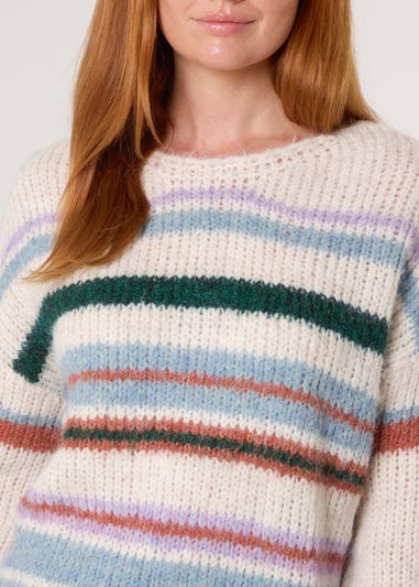 Blue Vanilla Ivory Striped Long Sleeve Jumper