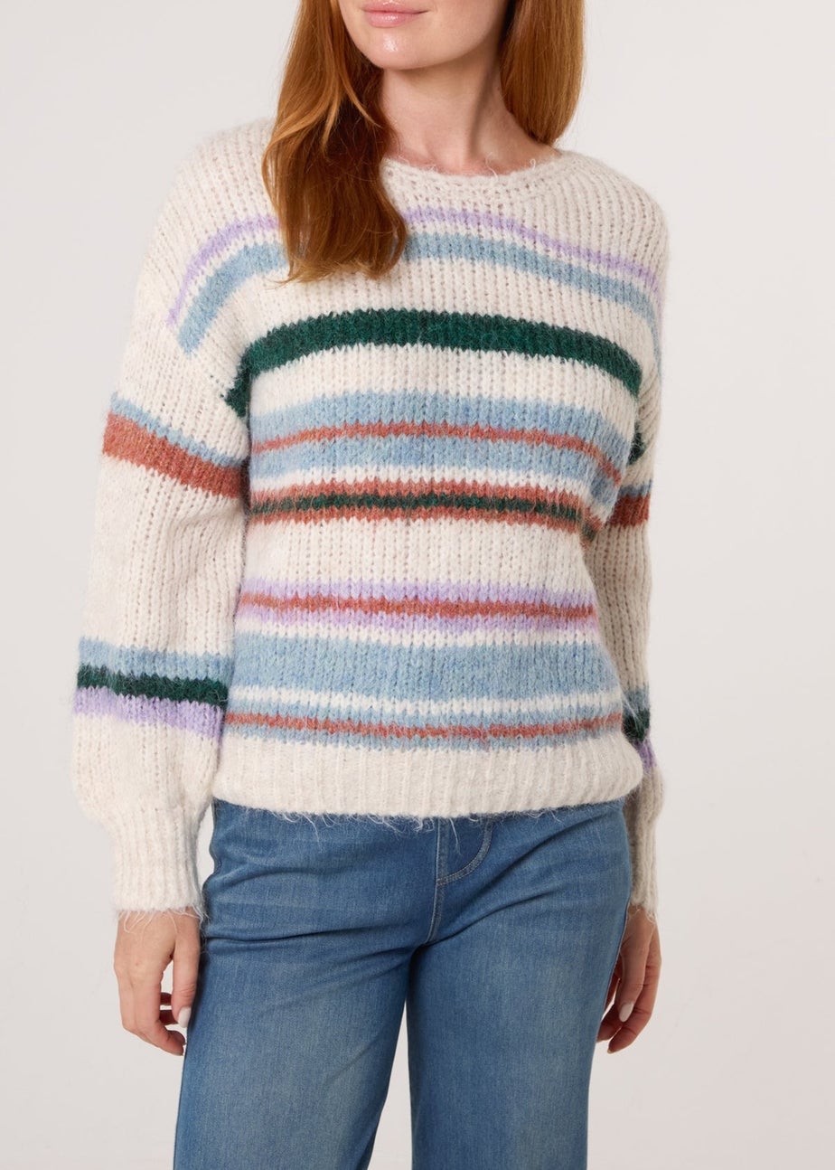 Blue Vanilla Ivory Striped Long Sleeve Jumper