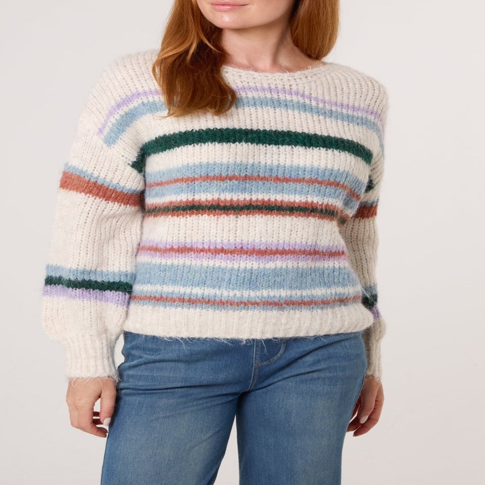 Blue Vanilla Ivory Striped Long Sleeve Jumper