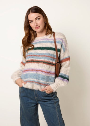 Blue Vanilla Ivory Striped Long Sleeve Jumper
