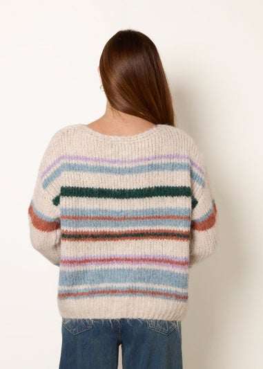 Blue Vanilla Ivory Striped Long Sleeve Jumper