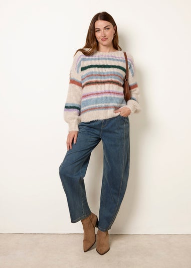 Blue Vanilla Ivory Striped Long Sleeve Jumper