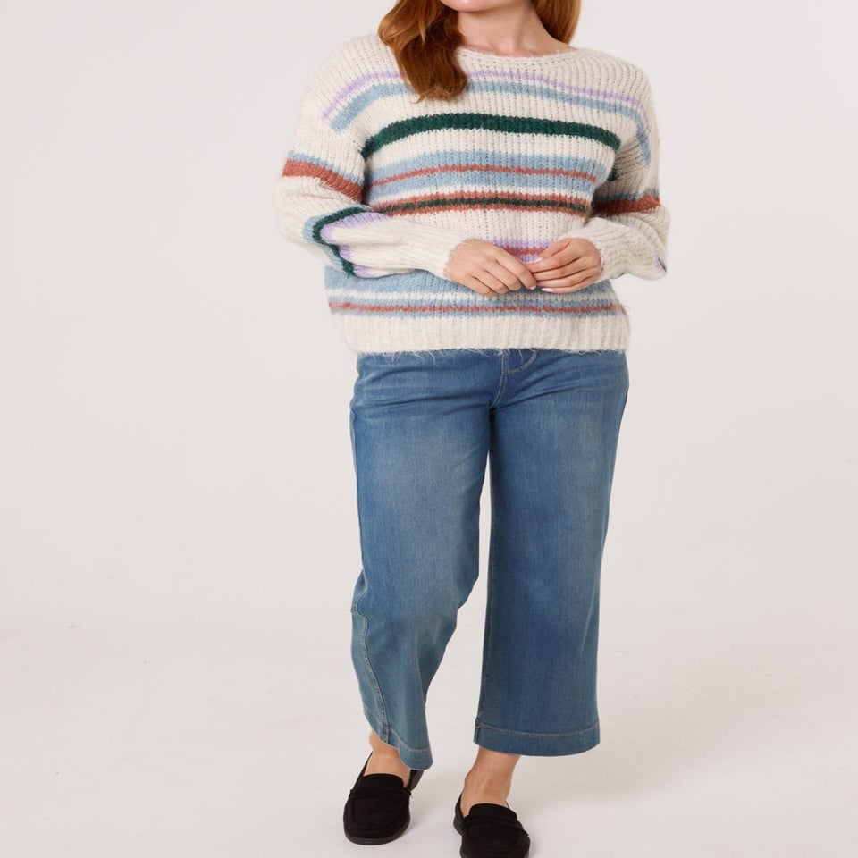 Blue Vanilla Ivory Striped Long Sleeve Jumper