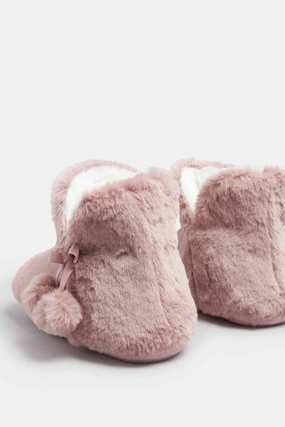 Yours Pink Pom Pom Faux Fur Boot Slippers