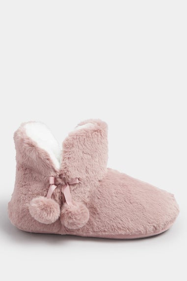 Yours Pink Pom Pom Faux Fur Boot Slippers