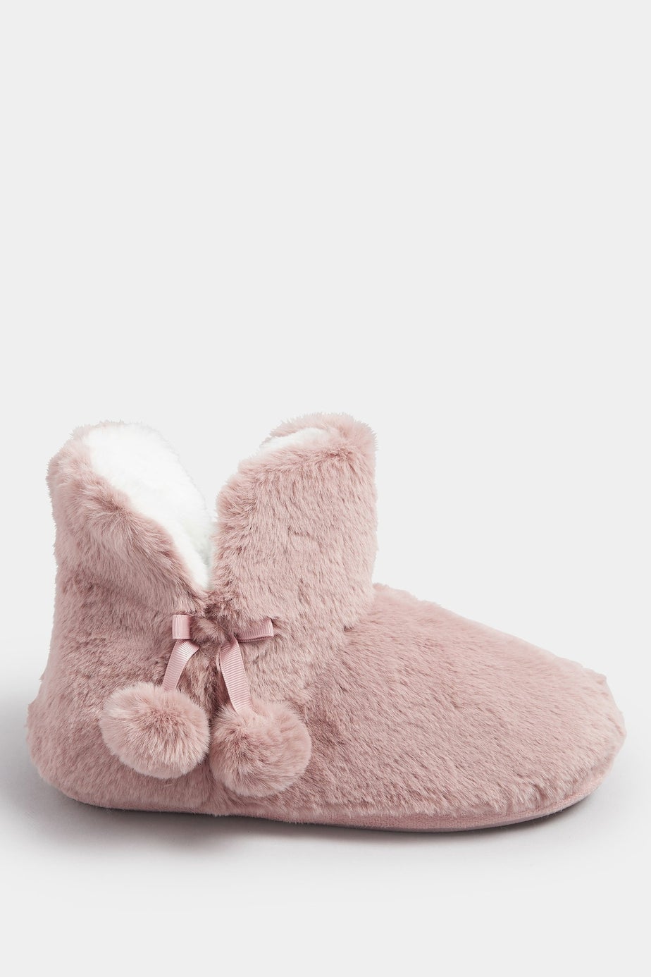 Yours Pink Pom Pom Faux Fur Boot Slippers