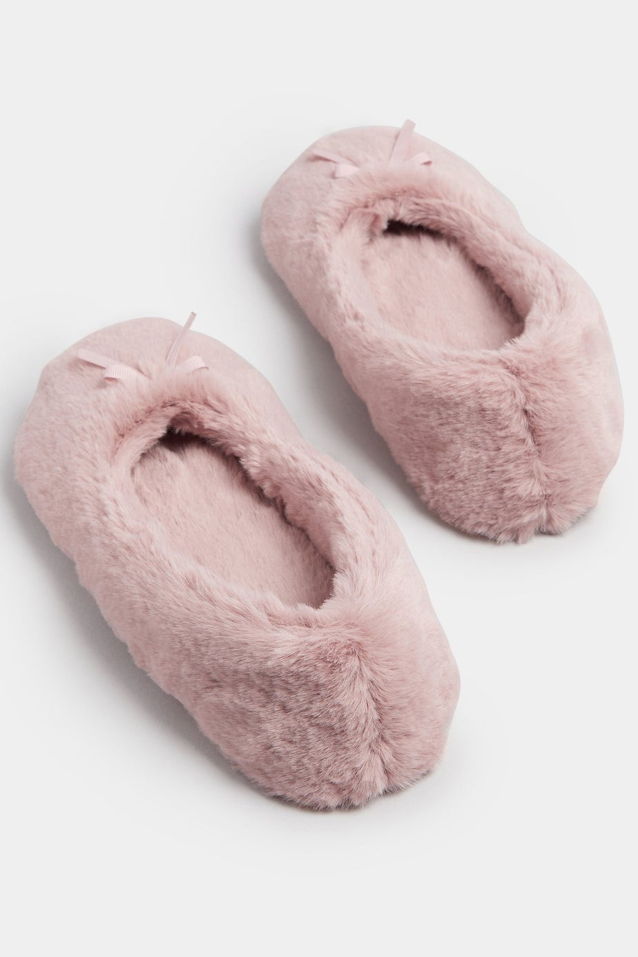 Yours Pink Plush Bow Front Ballet Slippers