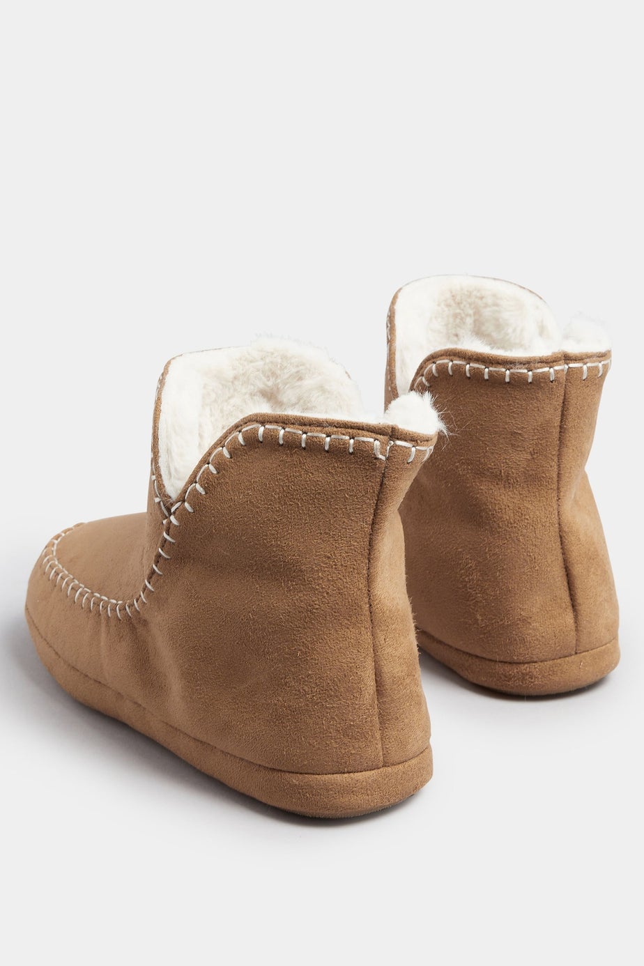 Yours Tan Brown Whipstitch Boot Slippers