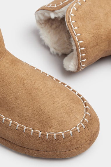 Yours Tan Brown Whipstitch Boot Slippers