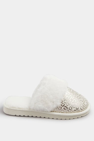 Yours Gold Metallic Leopard Print Slippers