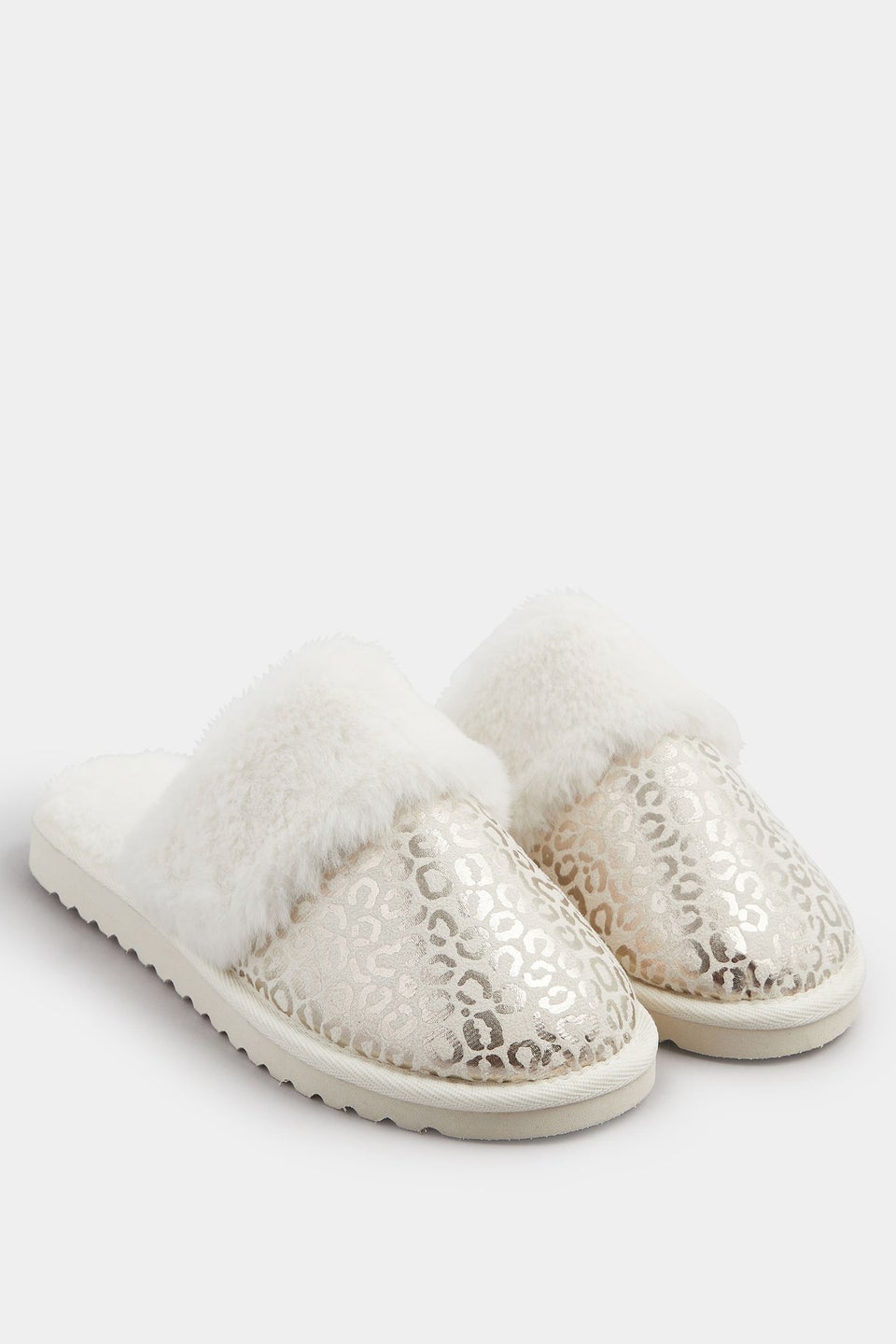 Yours Gold Metallic Leopard Print Slippers