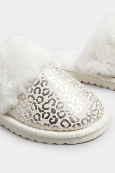 Yours Gold Metallic Leopard Print Slippers