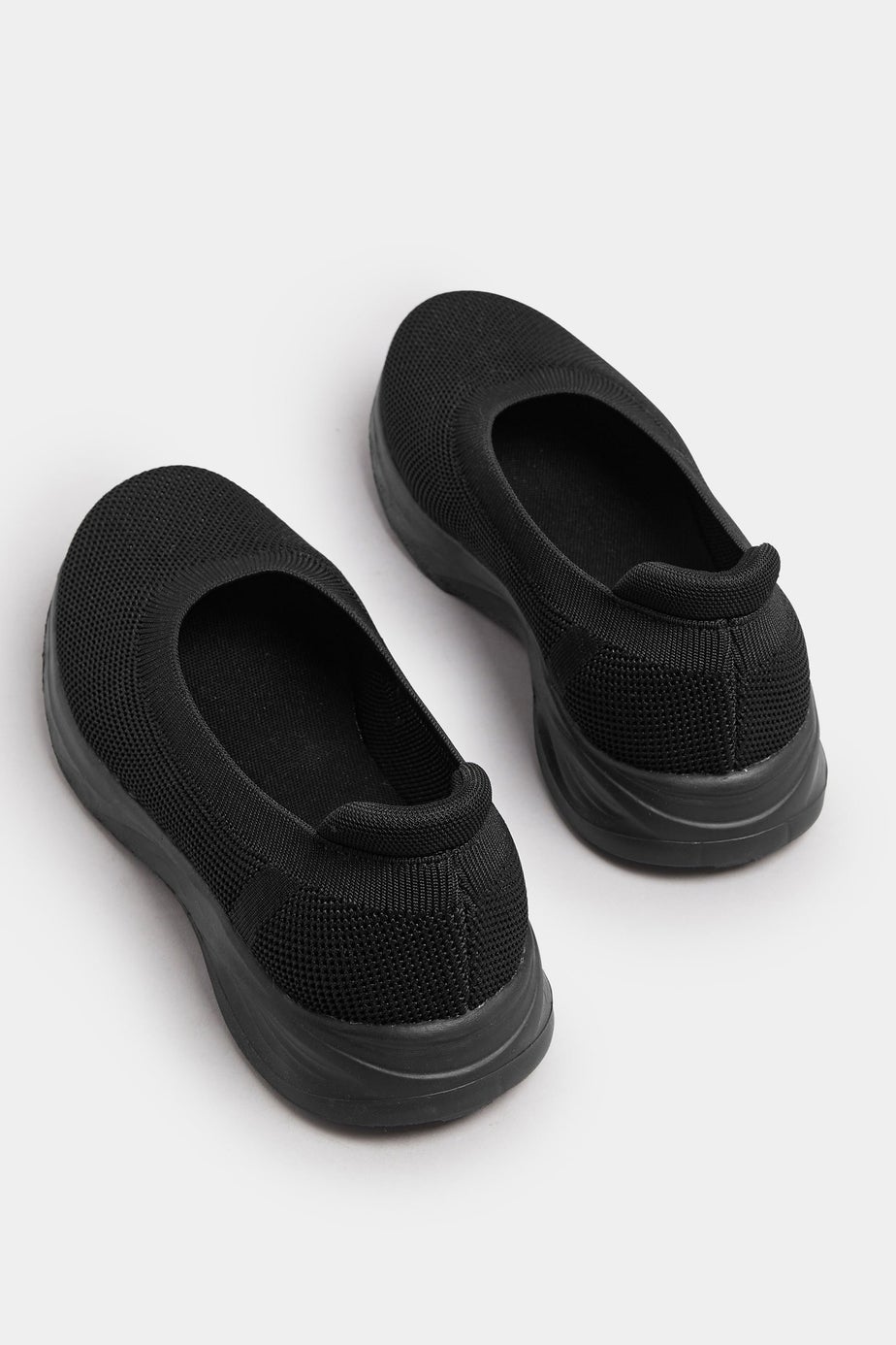 Yours Black Slip On Knit Trainers In Extra Wide EEE Fit