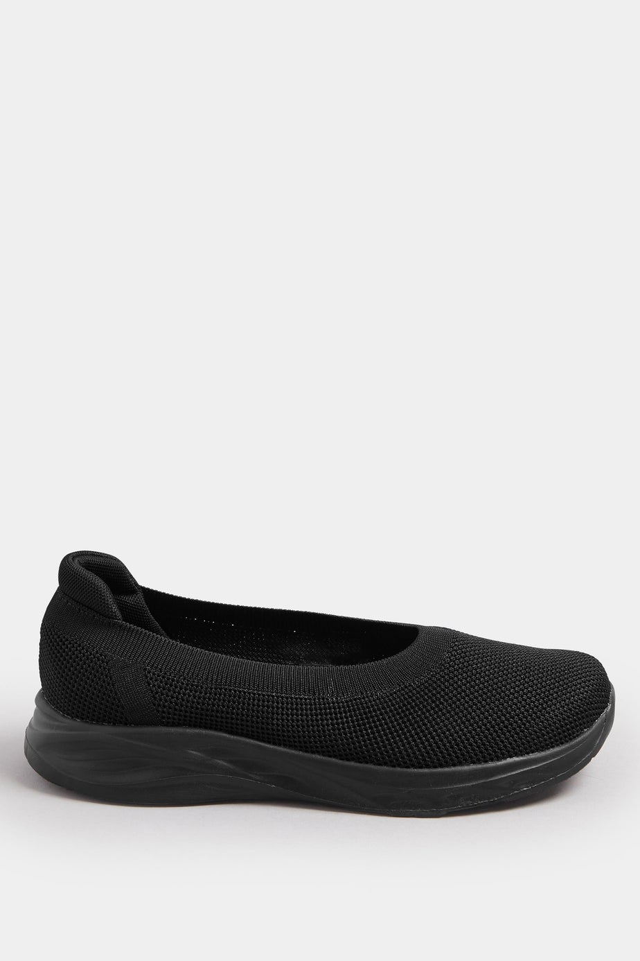 Yours Black Slip On Knit Trainers In Extra Wide EEE Fit