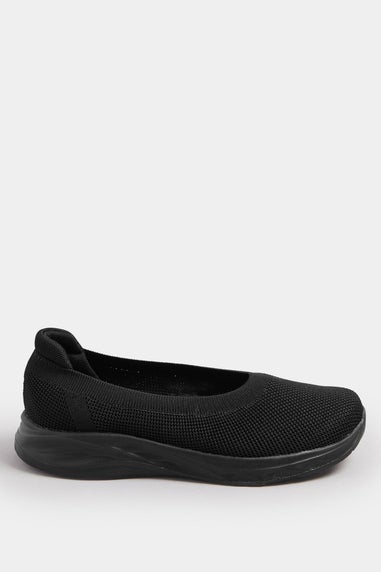 Yours Black Slip On Knit Trainers In Extra Wide EEE Fit