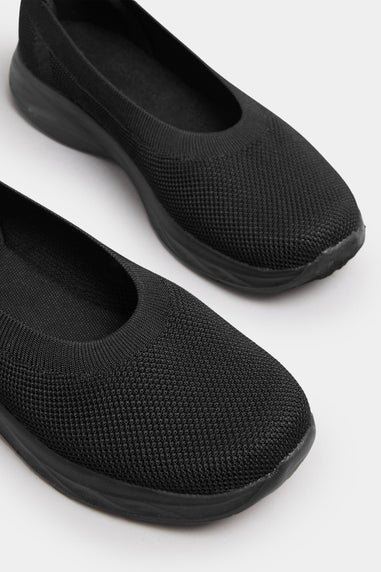 Yours Black Slip On Knit Trainers In Extra Wide EEE Fit