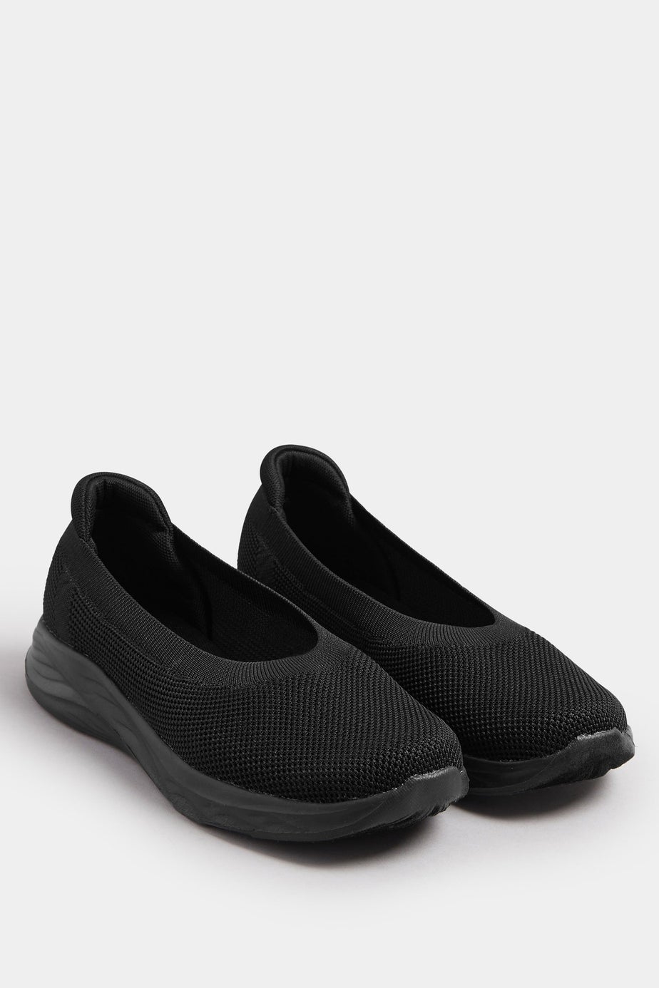 Yours Black Slip On Knit Trainers In Extra Wide EEE Fit