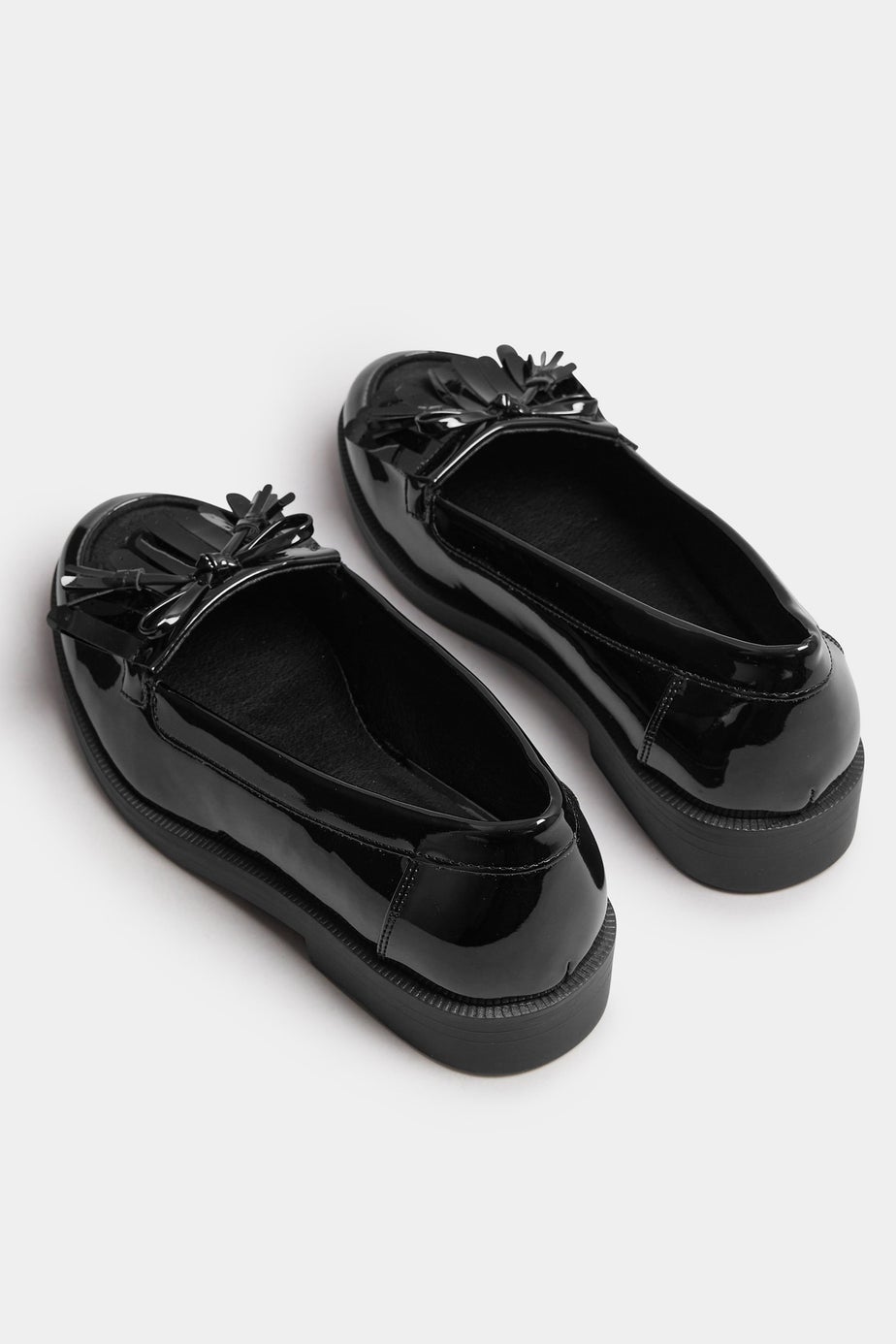 Yours Black Patent Fringe Loafers In Wide E Fit & Extra Wide EEE Fit