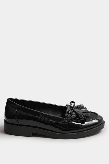 Yours Black Patent Fringe Loafers In Wide E Fit & Extra Wide EEE Fit