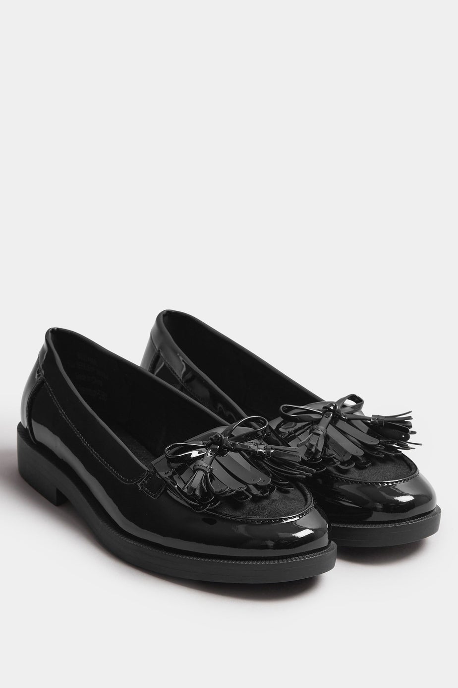 Yours Black Patent Fringe Loafers In Wide E Fit & Extra Wide EEE Fit