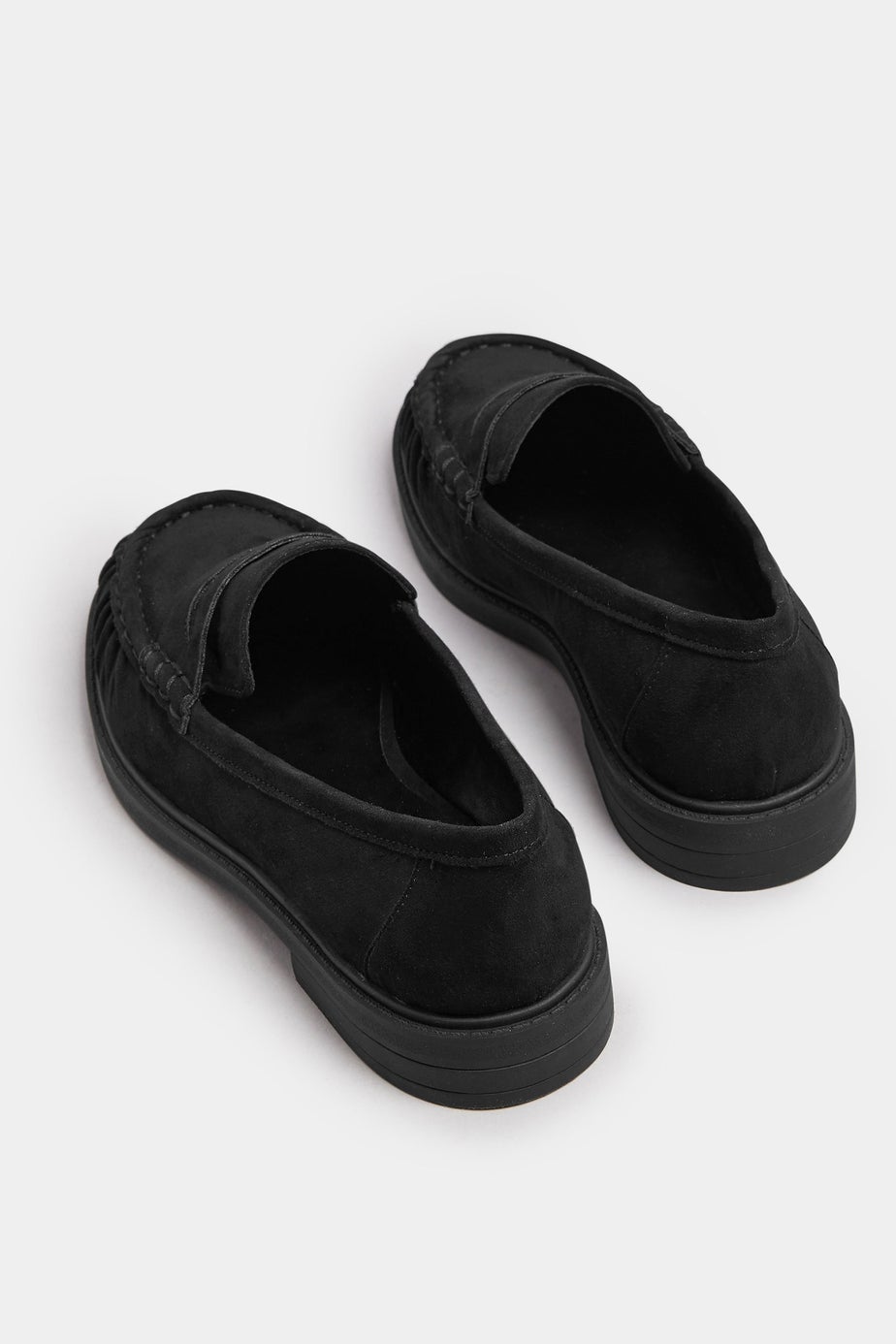 Yours Black Faux Suede Ruched Front Loafers In Extra Wide EEE Fit