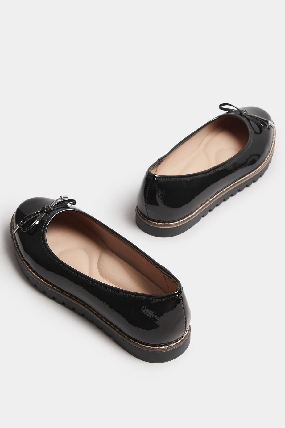 Yours Black Patent Ballet Pumps In Wide E Fit & Extra Wide EEE Fit