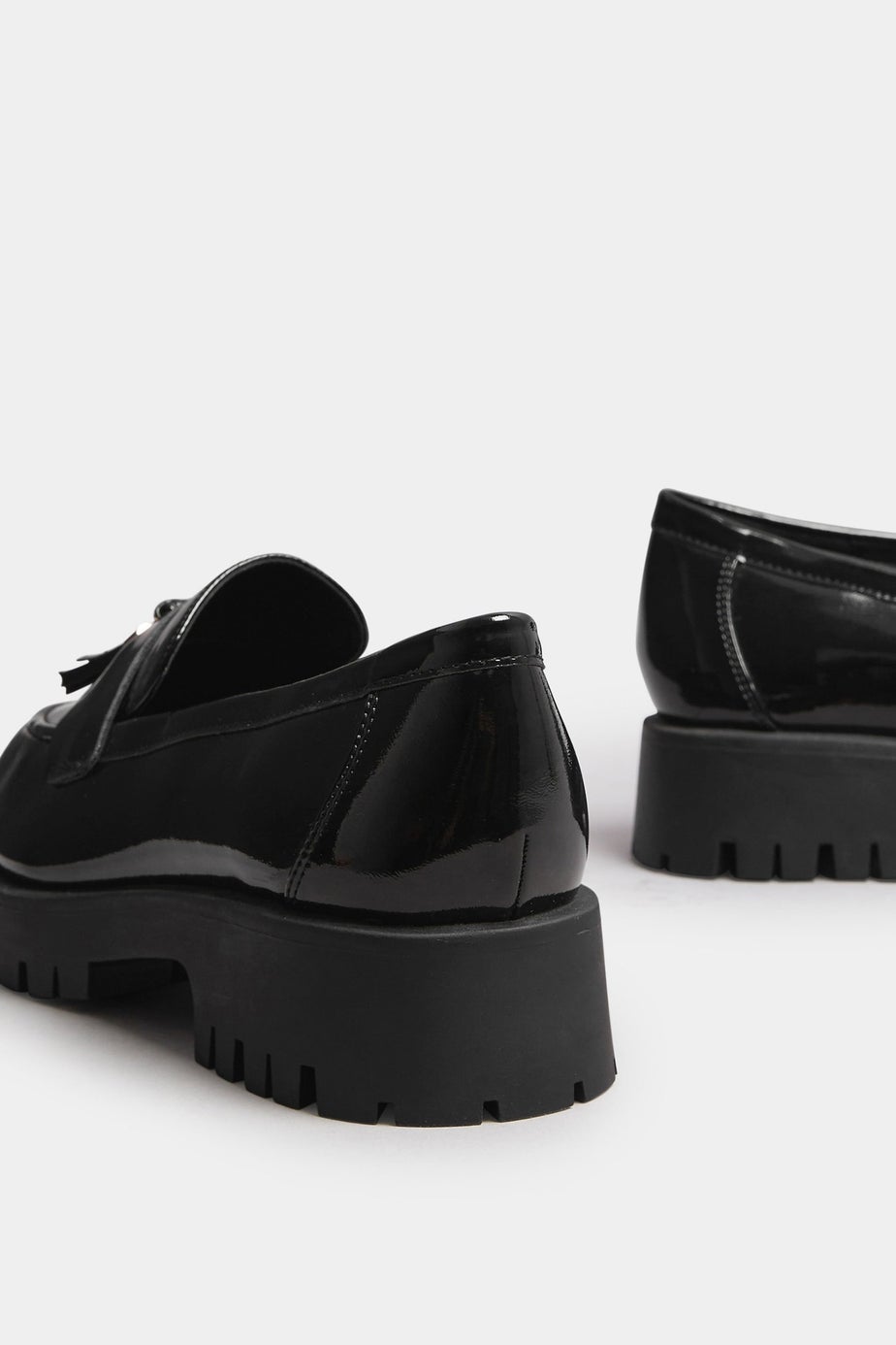 Yours Black Tassel Patent Loafers In Wide E & Extra Wide EEE Fit