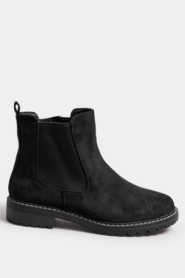 Yours Black Faux Suede Chelsea Boots In Wide E & Extra Wide EEE Fit