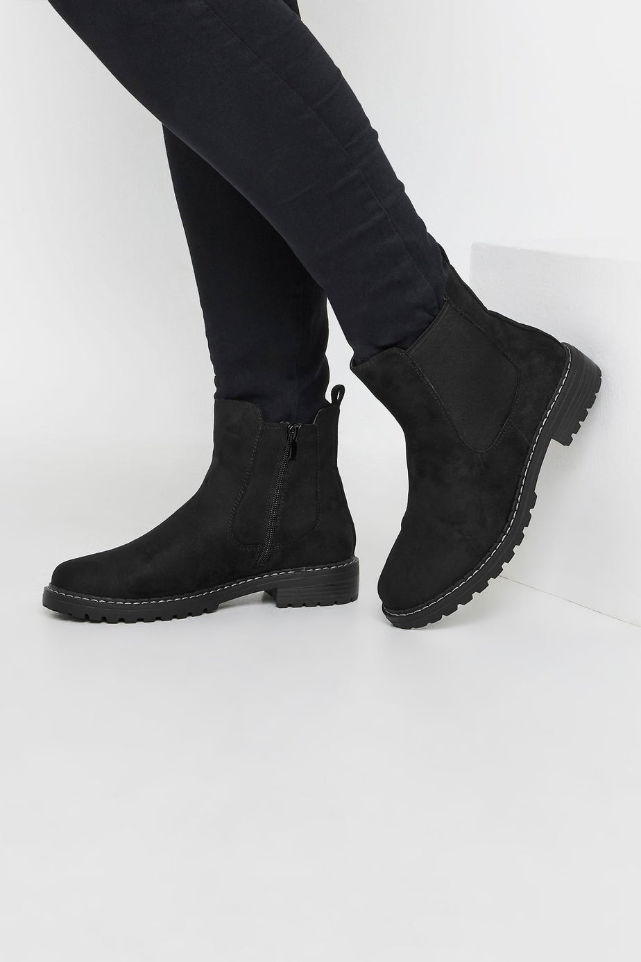 Yours Black Faux Suede Chelsea Boots In Wide E & Extra Wide EEE Fit