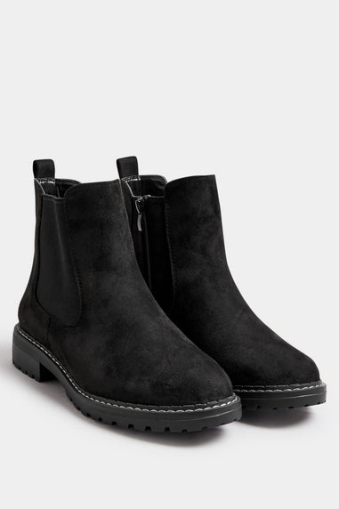 Yours Black Faux Suede Chelsea Boots In Wide E & Extra Wide EEE Fit