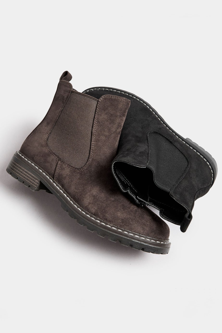 Yours Brown Faux Suede Chelsea Boots In Wide E & Extra Wide EEE Fit