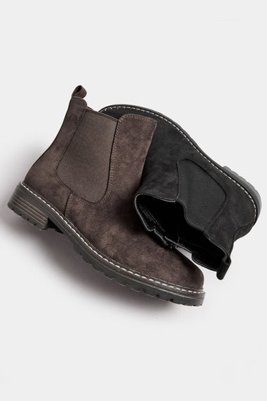 Yours Brown Faux Suede Chelsea Boots In Wide E & Extra Wide EEE Fit