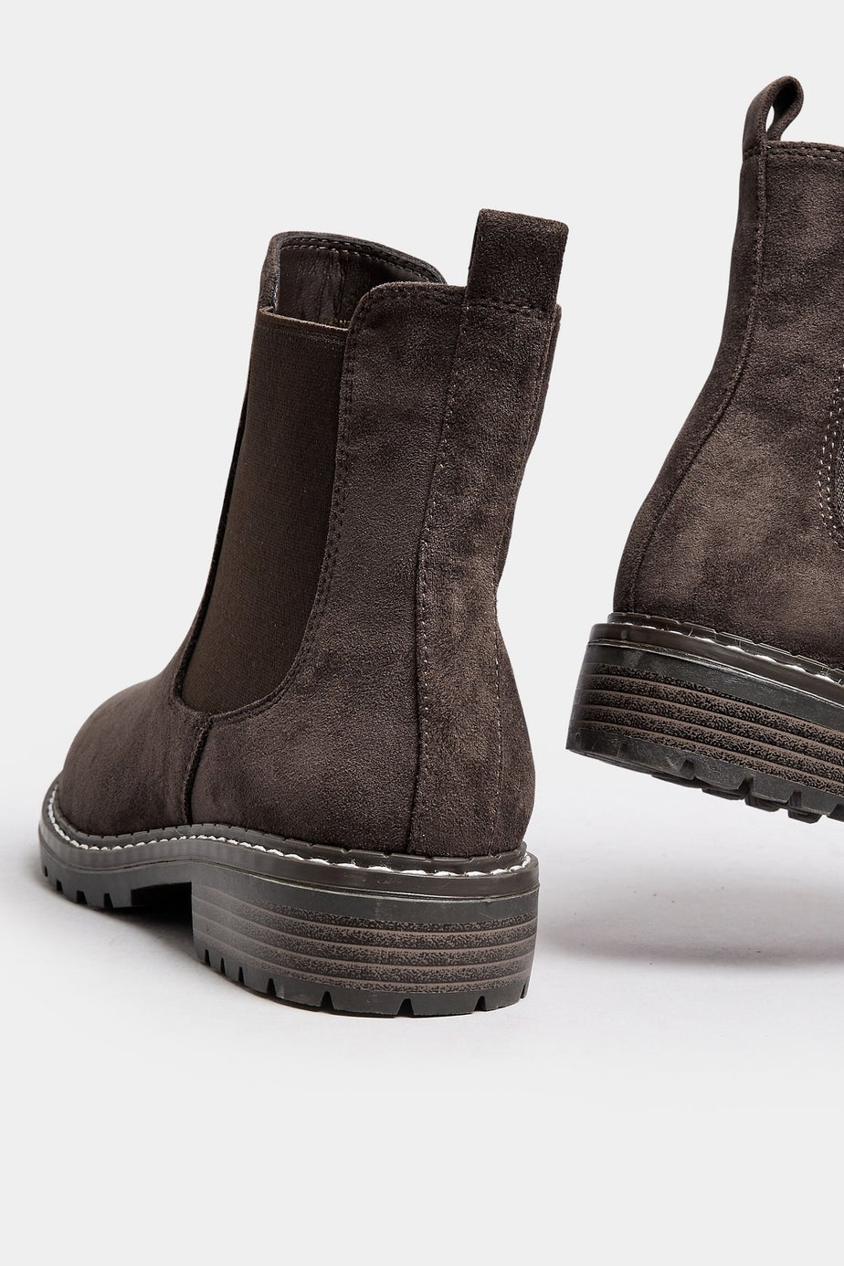 Yours Brown Faux Suede Chelsea Boots In Wide E & Extra Wide EEE Fit