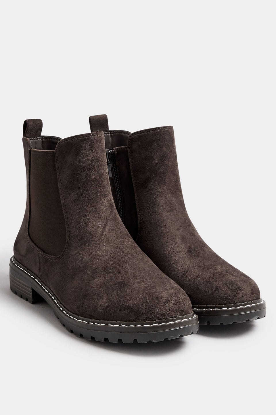 Yours Brown Faux Suede Chelsea Boots In Wide E & Extra Wide EEE Fit
