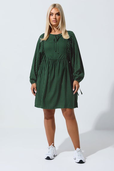 Yours Limited Curve Black Check Tie Front Mini Dress