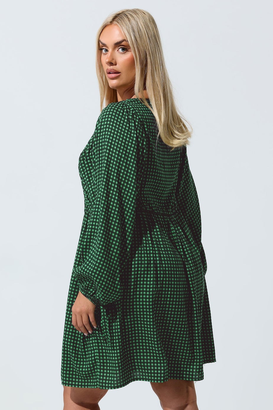 Yours Limited Curve Black Check Tie Front Mini Dress