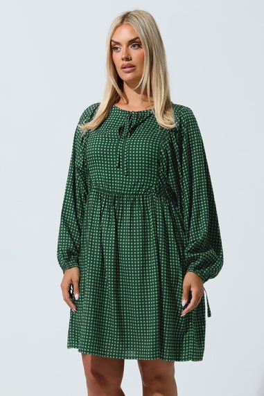 Yours Limited Curve Black Check Tie Front Mini Dress