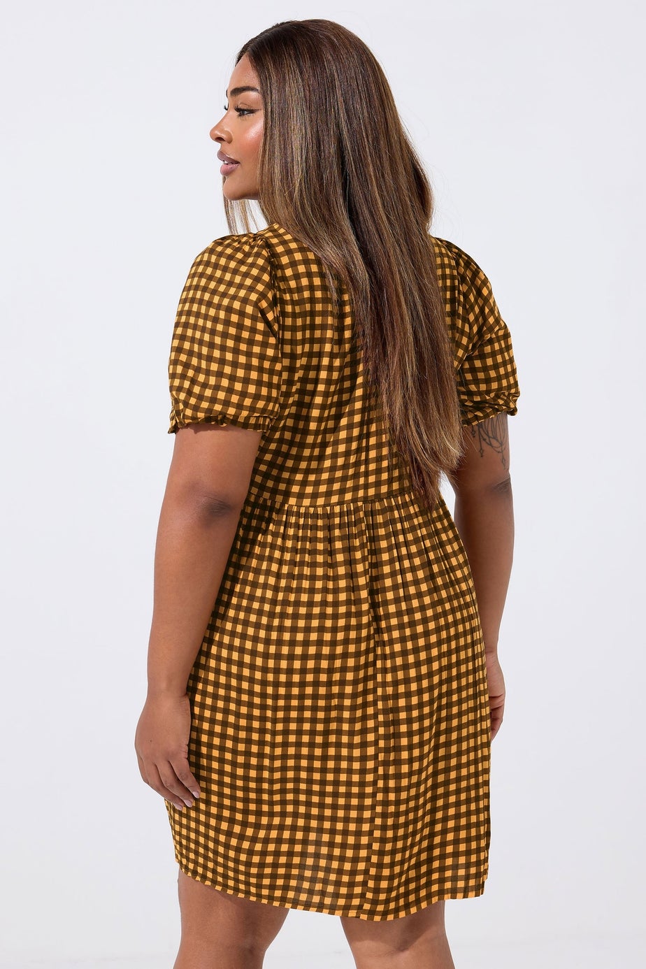 Yours Limited Curve Brown Check Mini Dress