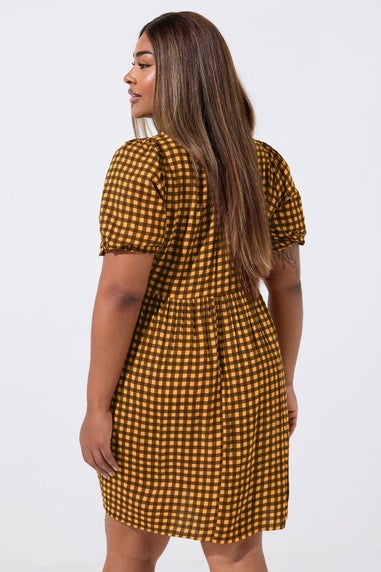 Yours Limited Curve Brown Check Mini Dress