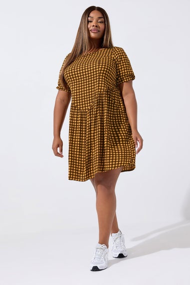 Yours Limited Curve Brown Check Mini Dress