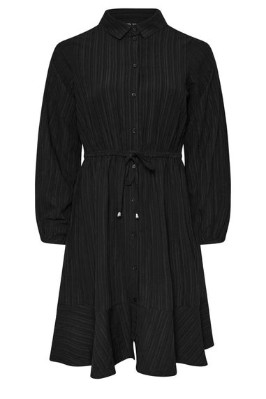 Yours Curve Black Textured Stripe Shirt Dress
