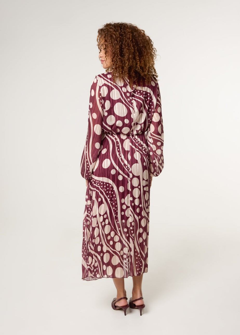 Blue Vanilla Burgundy Abstract Polka Dot Dress & Metallic Striped Dress