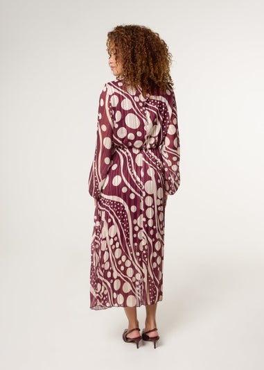 Blue Vanilla Burgundy Abstract Polka Dot Dress & Metallic Striped Dress