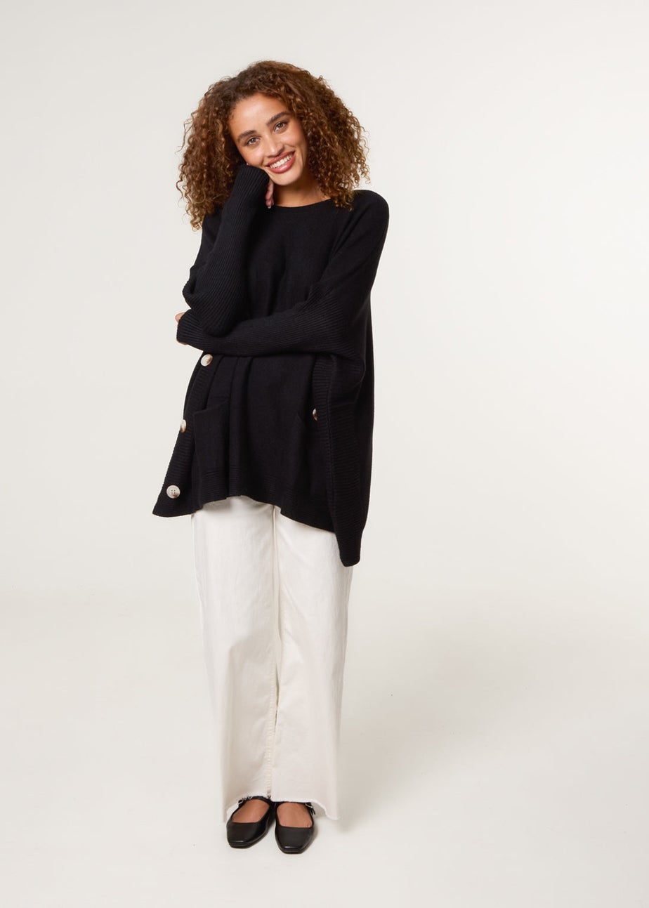 Blue Vanilla Black Boxy Jumper With Buttons