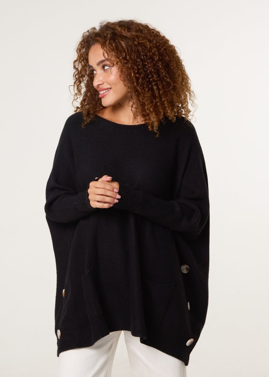 Blue Vanilla Black Boxy Jumper With Buttons